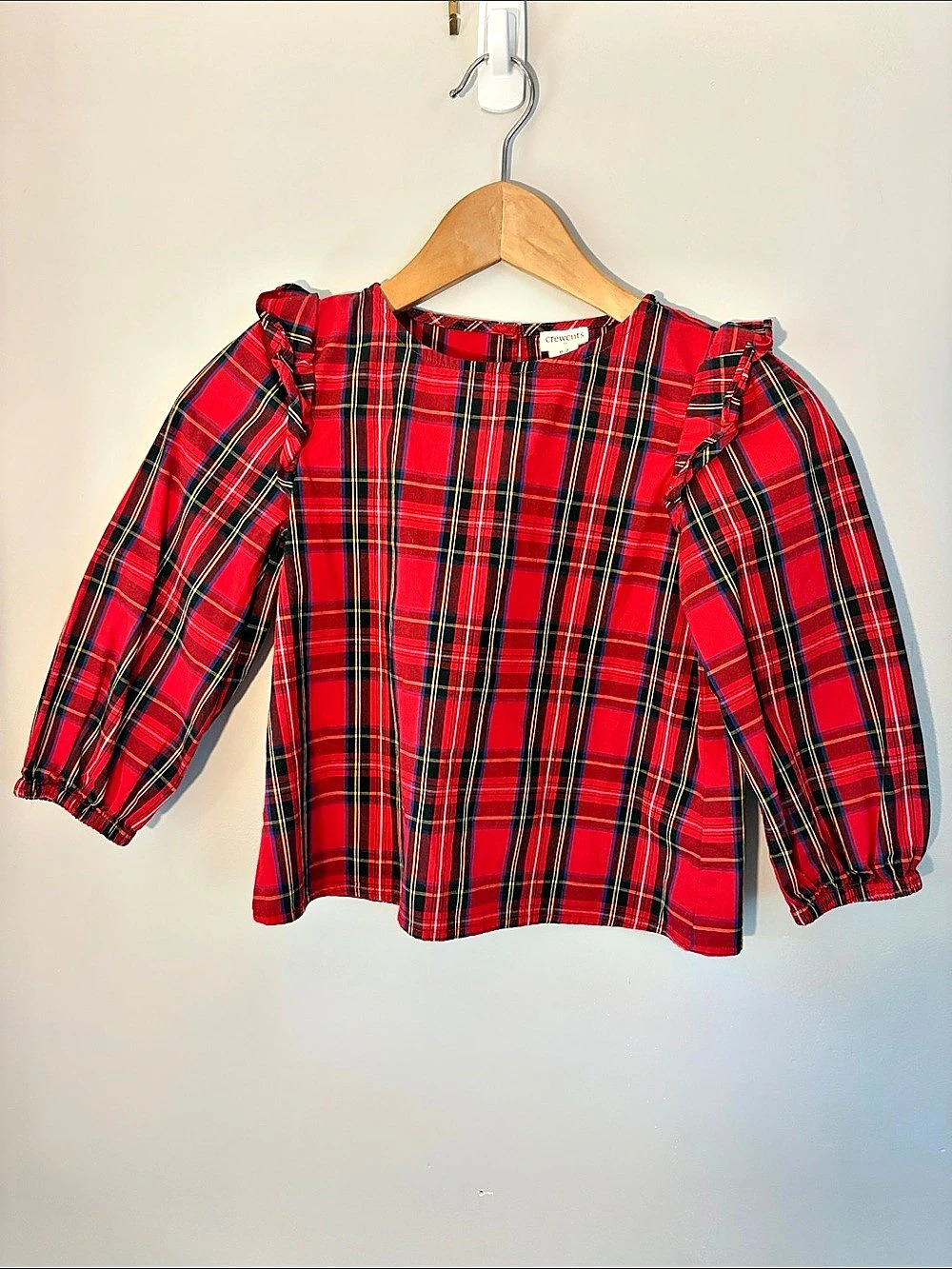 crewcuts Girls Plaid Blouse Red & Black Size 6-7